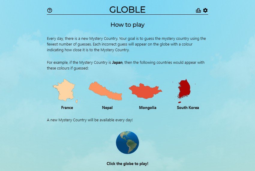 Globle Game: Use your geography knowledge to figure out the mystery country in as few guesses as possbile