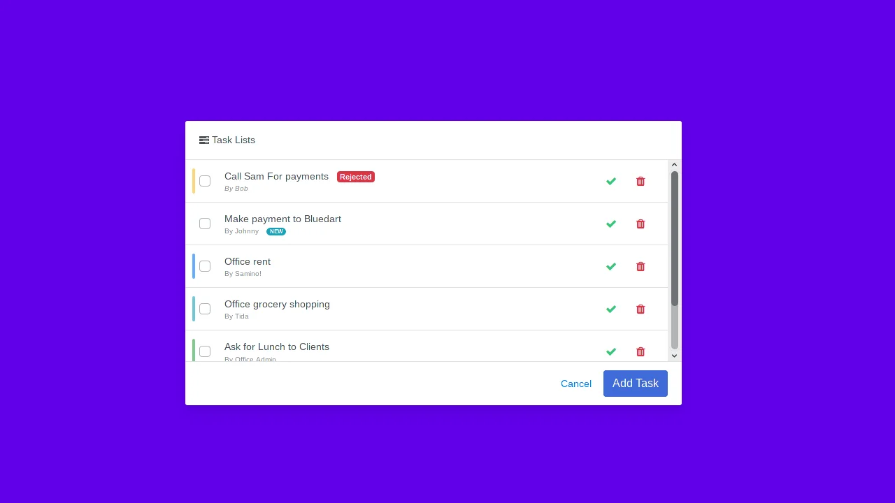 Bootstrap 4 Todo Task List