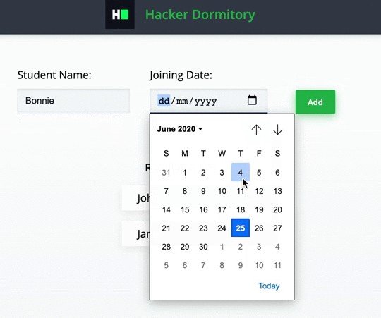 Hacker Dormitory Application built with React