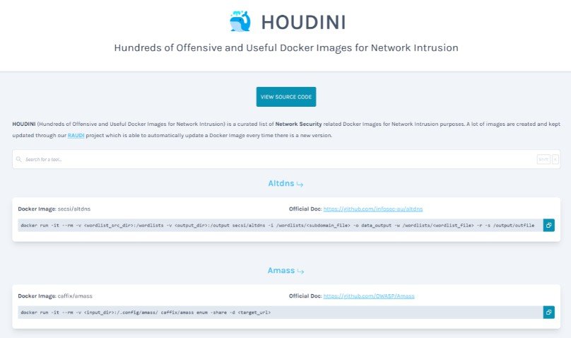 HOUDINI: Hundreds of Offensive and Useful Docker Images for Network Intrusion