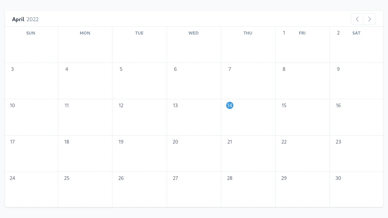 Calendar UI with TailwindCSS and AlpineJS
