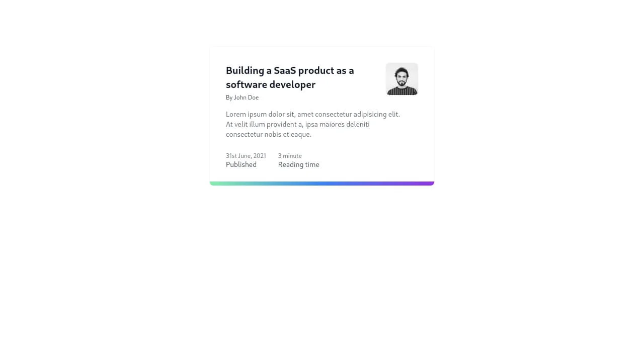 Card Component With Content, Image, Details and Gradient Border