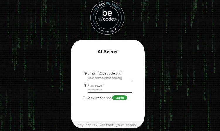 Interface for BeCode Artificial intelligence class Machine learning tool