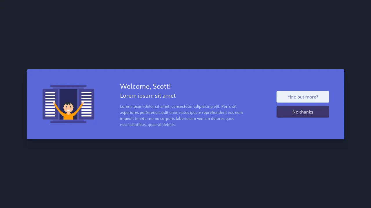 Simple Welcome Card with AlpineJS Action