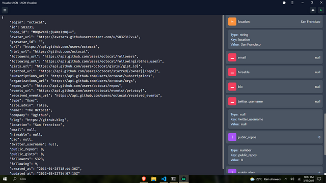 JSON Visualizer to turn raw and chunky JSON into Visual good-looking data groups