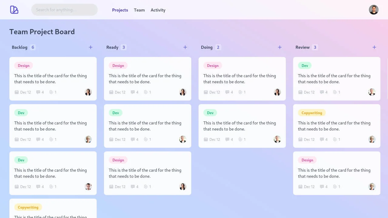 Project/Kanban Board - with Tailwind CSS