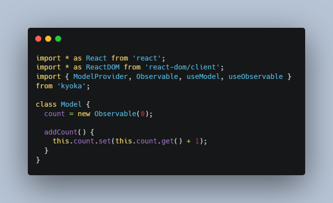 Kyōka - A minimalistic state management library, designed for React