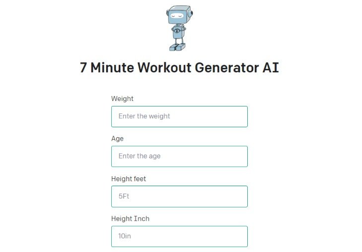 7 Minute Workout Generator AI with Next.js