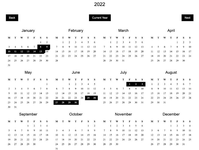 Lightweight Availability/Bookings Calendar Built with React and TypeScript
