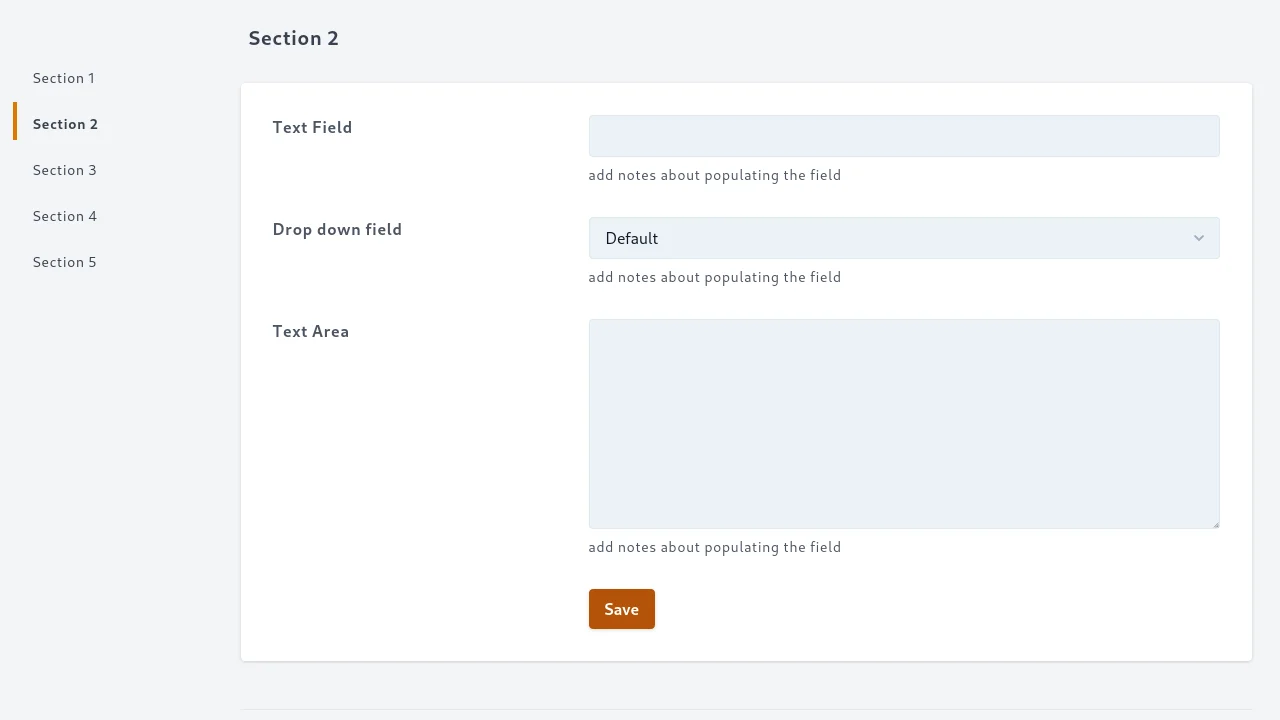 Multi Section Form with Scrollspy