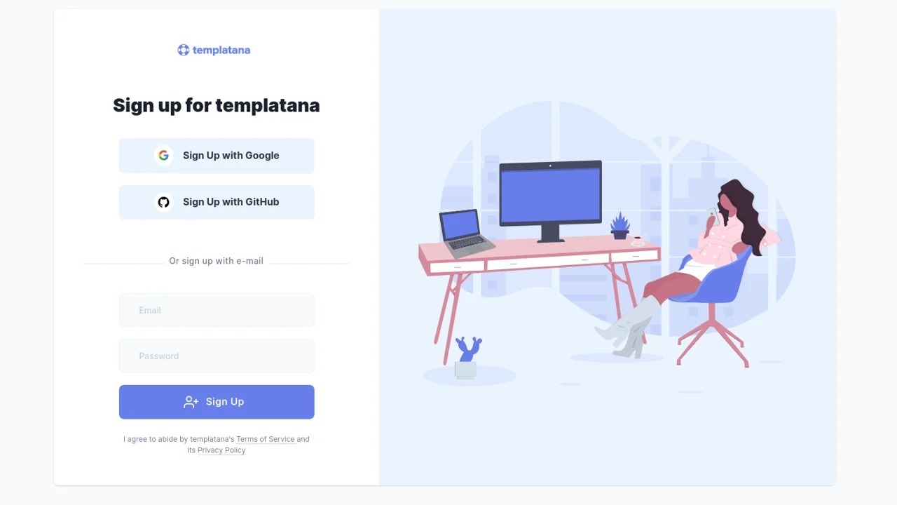 Responsive Sign Up Form Page Template Build With Tailwind CSS