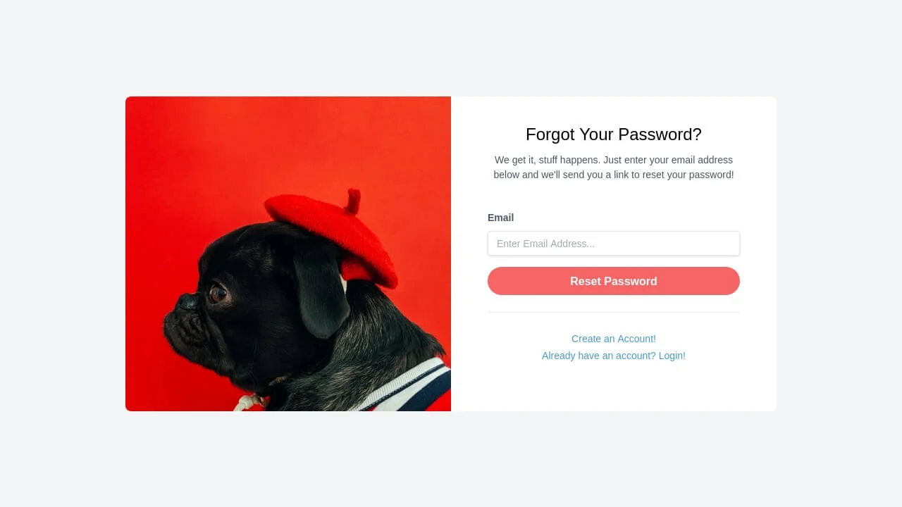 SB Admin 2: Forgot Password Page