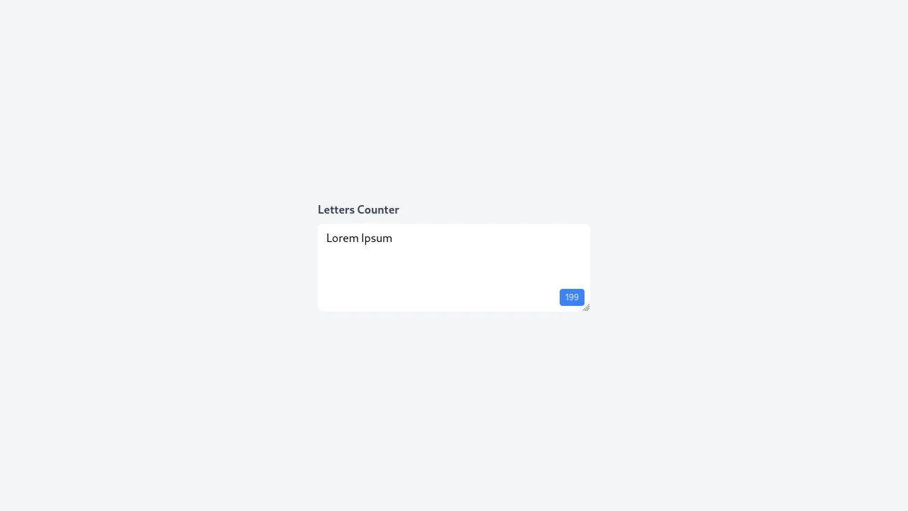 Textarea Live Letters Counter with AlpineJS