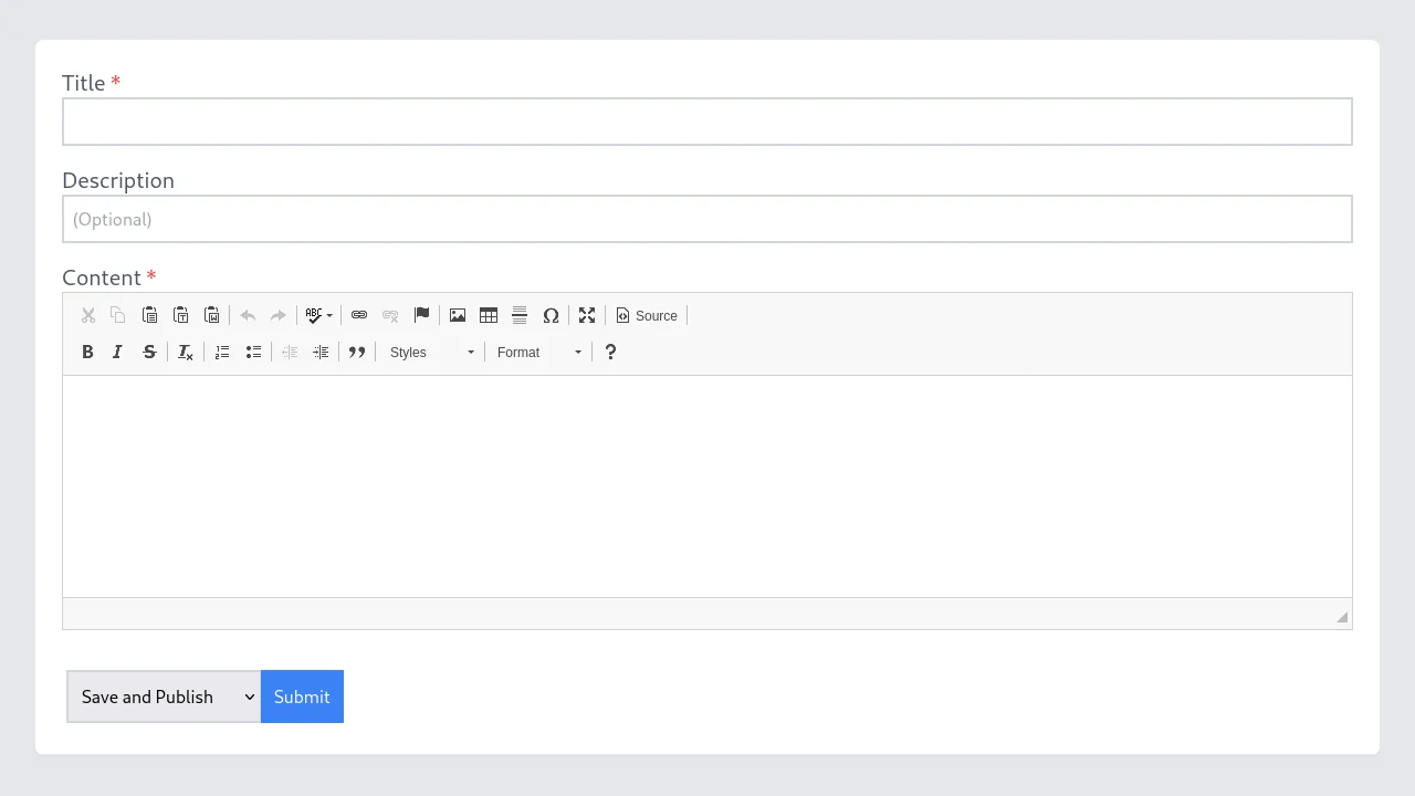 Simple Blog/Post Form with CKEditor