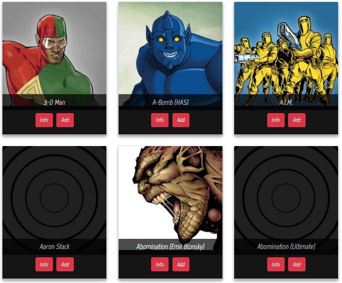 Marvel Heroes App Using React And Bootstrap