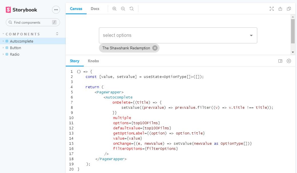 Material-UI Storybook Components for React