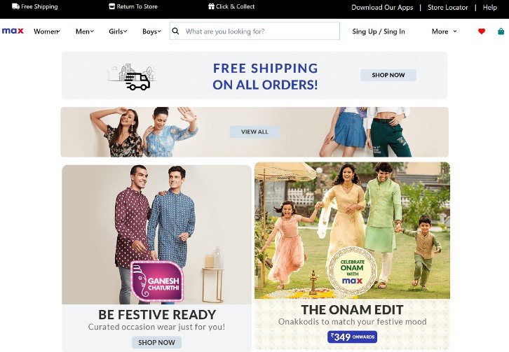 Maxfashion Clone Website built with React