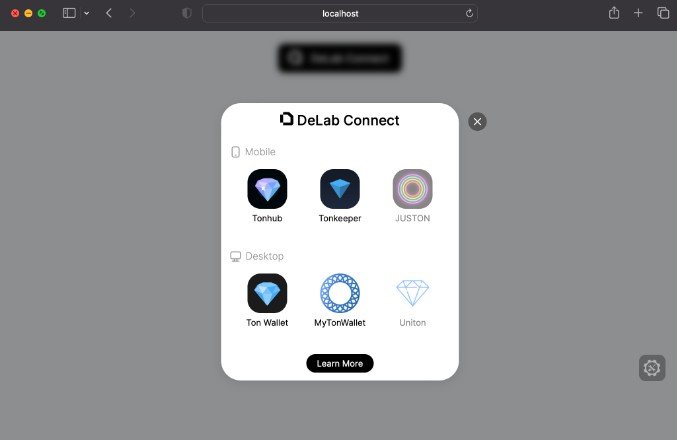 Modal package with different TON wallets for React JS