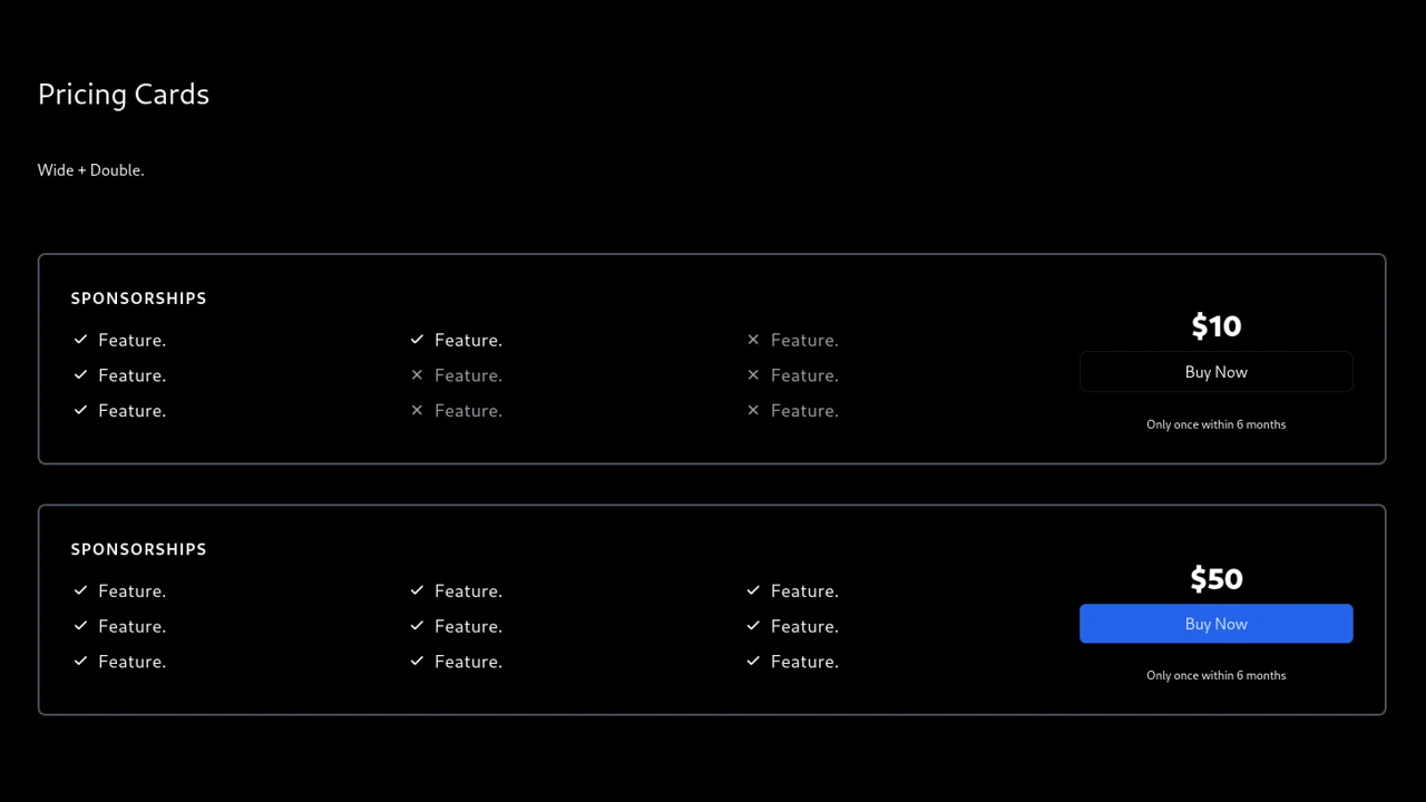 Responsive Horizontal Pricing