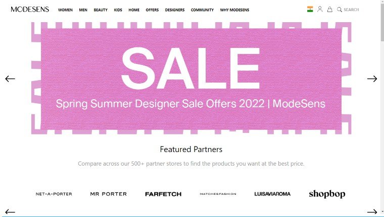 ModeSens Website Clone Built with React