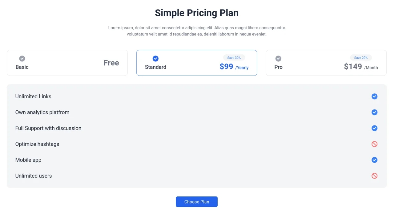 Pricing Checkbox With Details