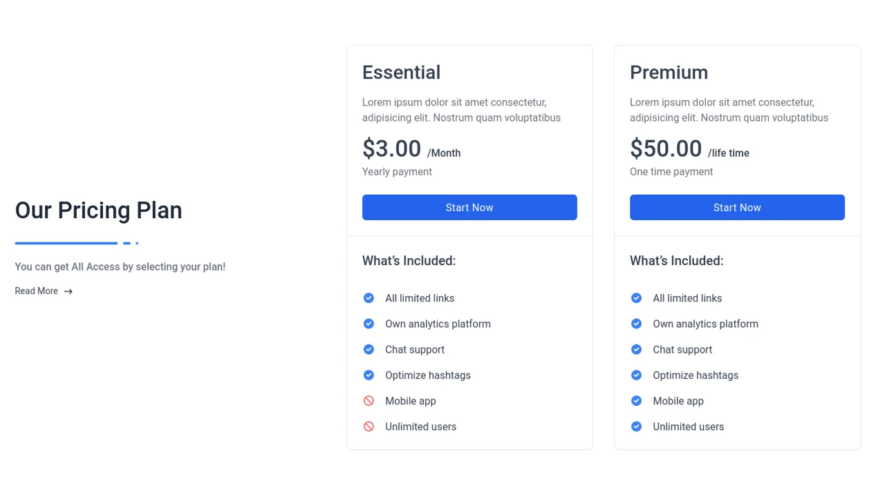 Pricing Side By Side