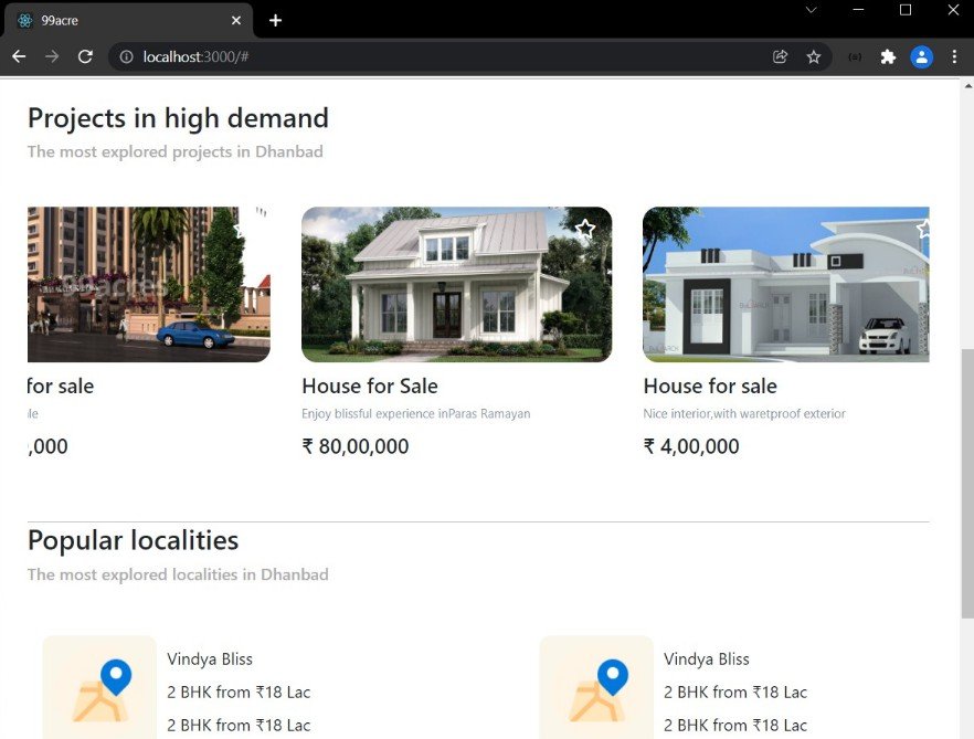99-acre Clone API Integration Create With React