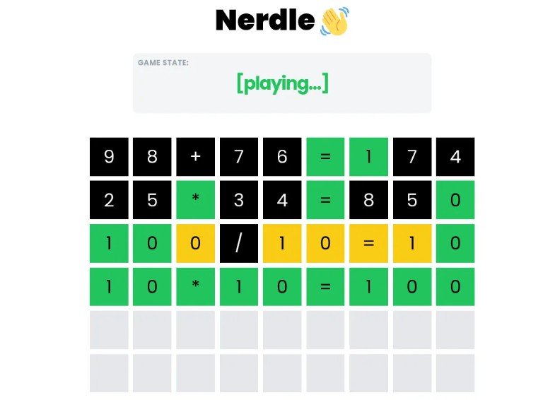 Nerdle: Worlde but Math, Built With React