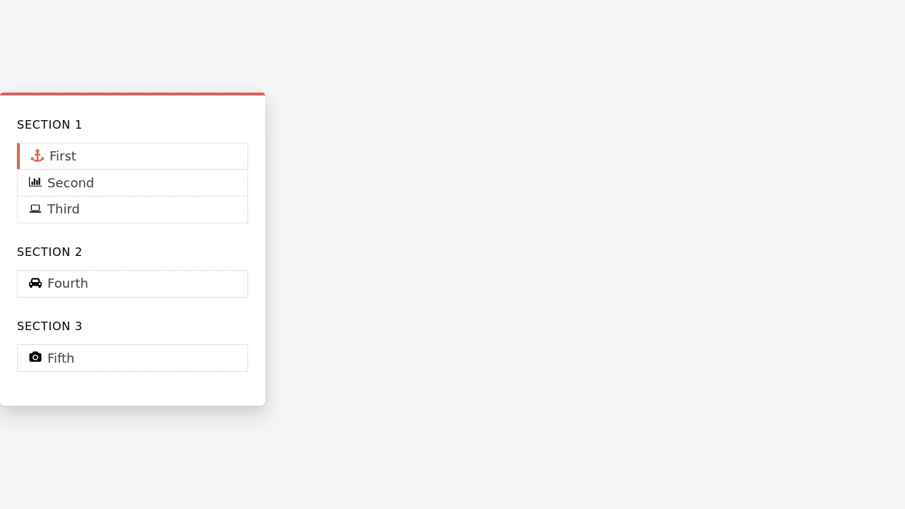 Card Sidebar Navigation