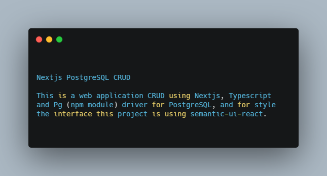 Nextjs CRUD with PostgreSQL and Typescript with Semantic UI