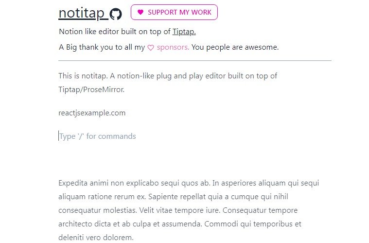 Notetap - Notion like editor built on top of tiptap