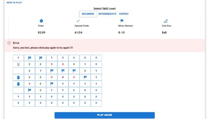 NPM module Classic Mine Sweeper game created using Typescript and Material UI