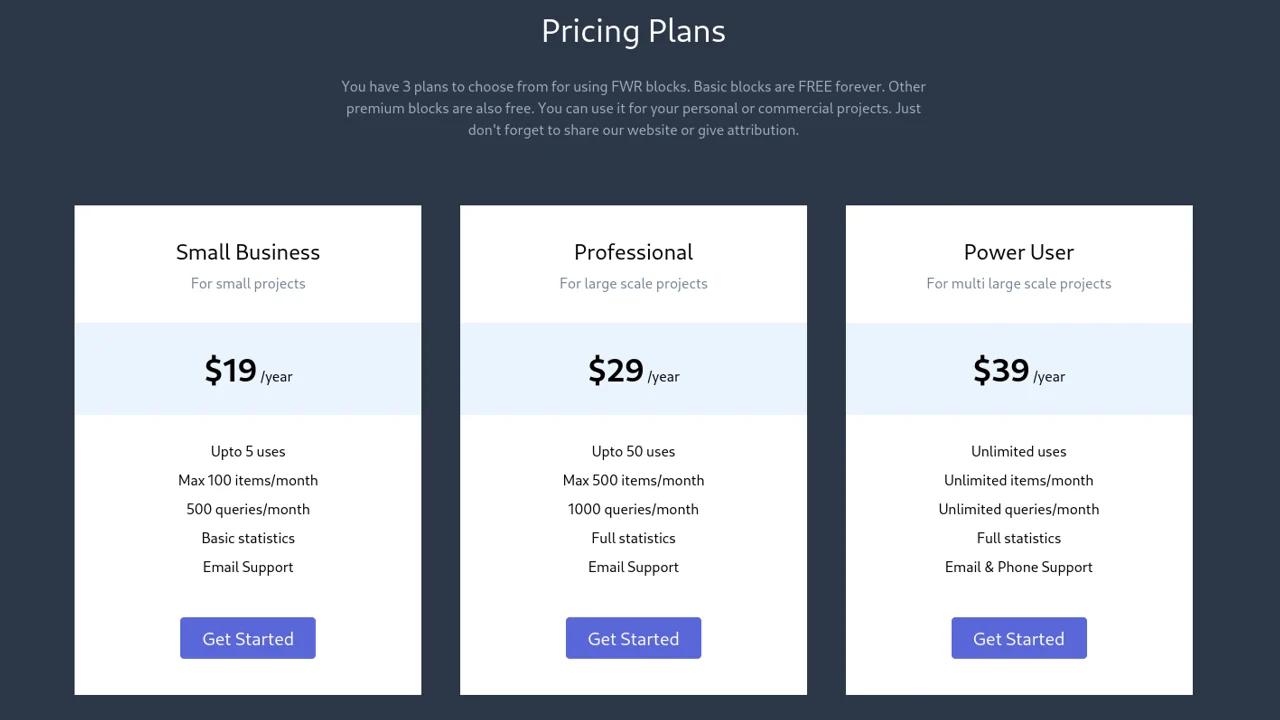 Tailwind CSS - Pricing Table #2