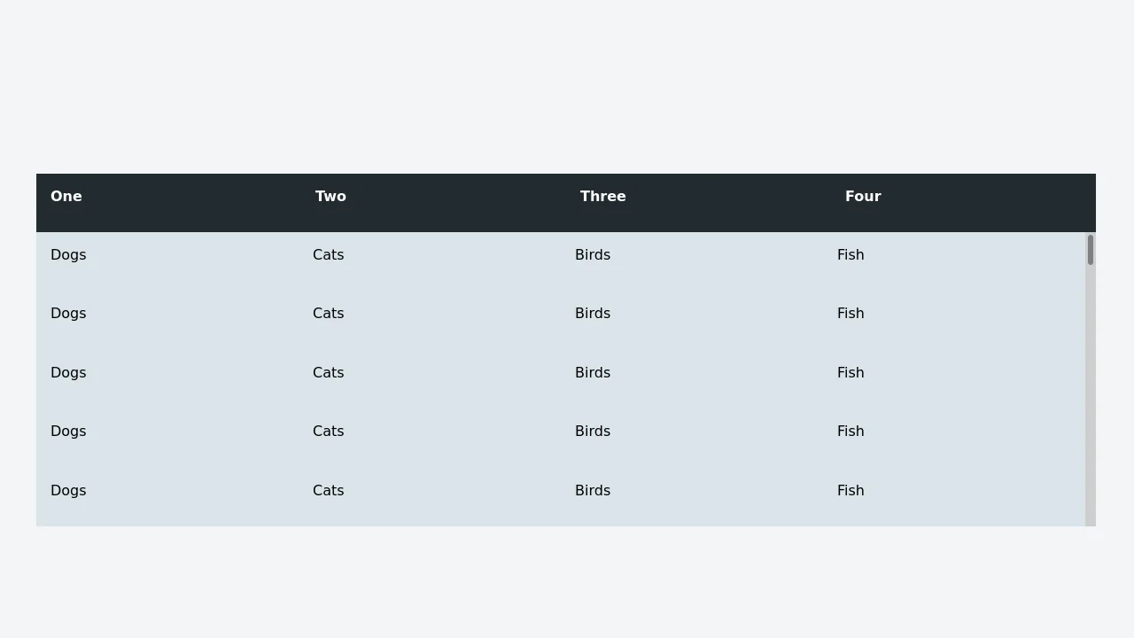 Fixed Height Scrollable Table