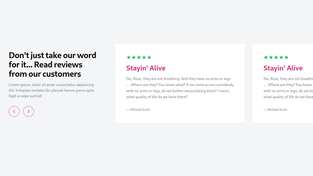 Testimonial Split with Content and Slider