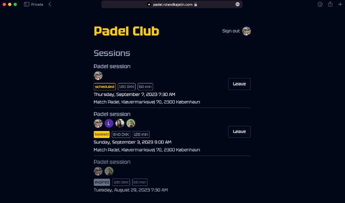 Padel Club Website built with Next.js