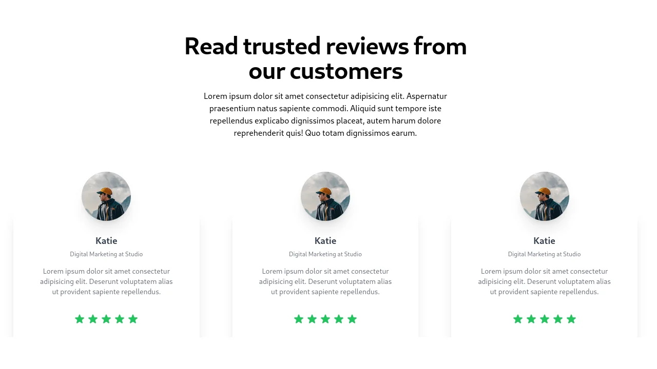 Testimonial Stacked with Centered Content and Grid