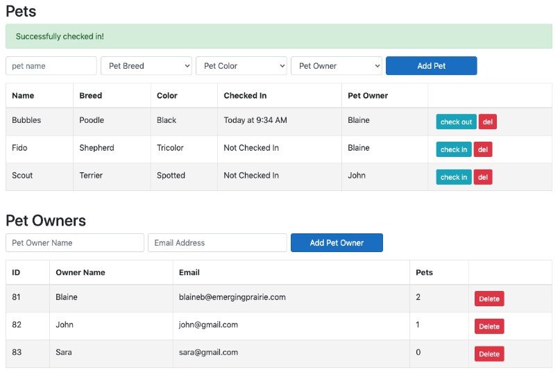 Pet Hotel Assignment Built With React.js