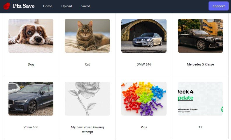 PinSave: Tokenized, decentralized Pinterest using React and Rust