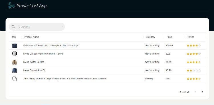 Product List Application Using React.js and Material-UI