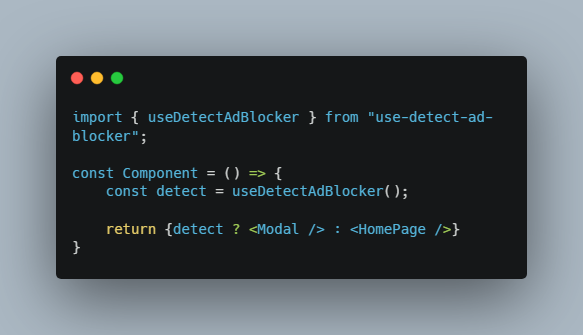 A simple React hook for detecting the use of an Ad Blocker by the user