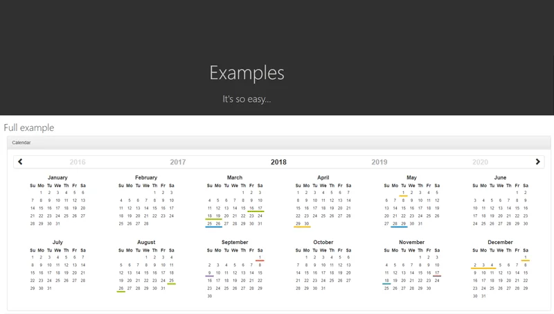 Bootstrap Year Calendar