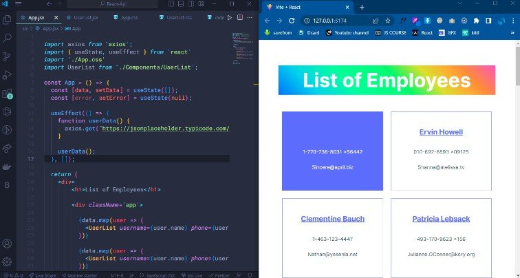 React API implementation with Axios using the JSON-Placeholder-API