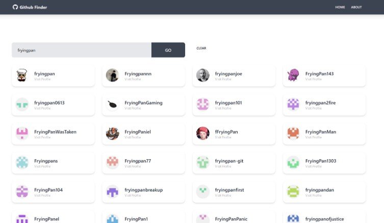 React app that can search and display a GitHub profile