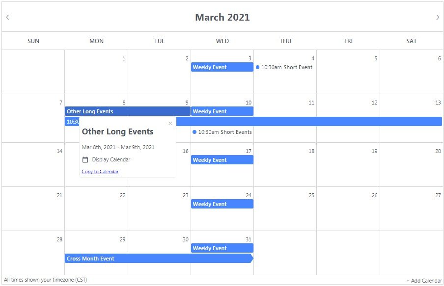 React Calendar Component that displays data from Google Calendar