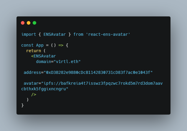 React component for ENS avatar image display with emoji as fallback