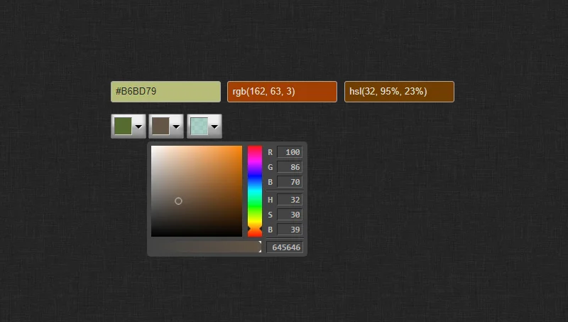Collection of free jQuery color picker code examples