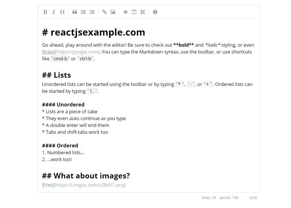 React component wrap for SimpleMDE Markdown Editor