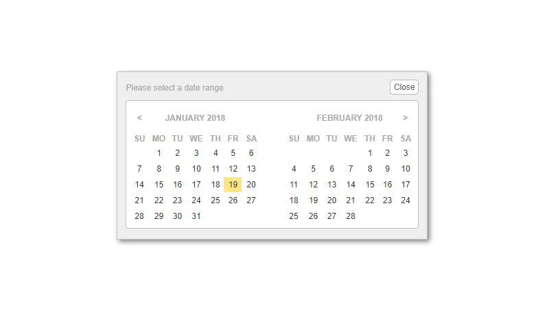 jQuery Date Range Picker Plugin