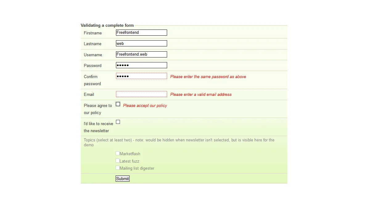 jQuery Validation Plugin